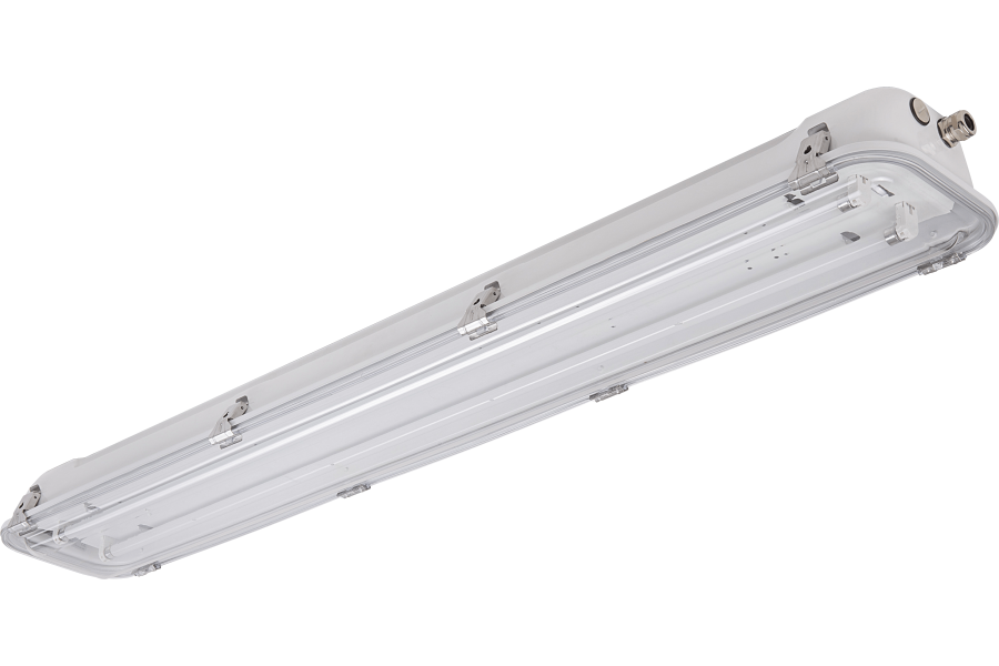 Plafoniere fluorescenti acciaio zincato verniciato policarbonato trasparente lunghezza 1300 mm IP66/IP67