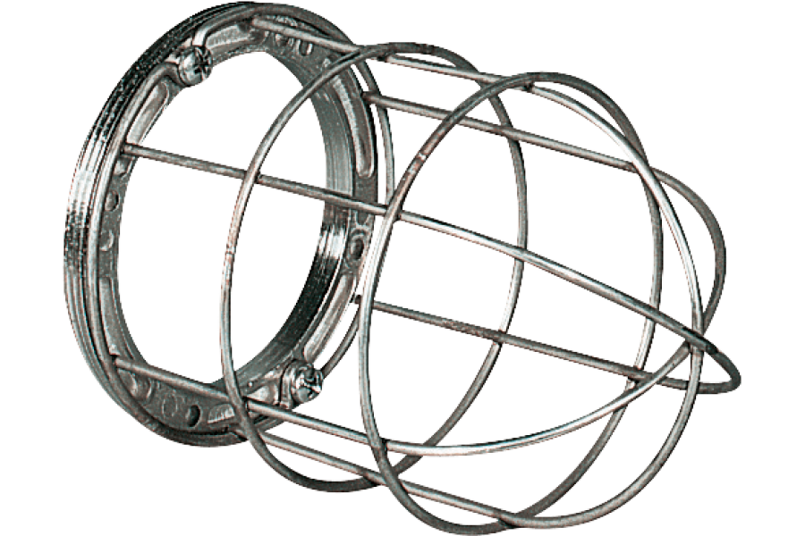 UNAV 2133 globe-holder ring in nickel-plated brass with stainless steel cage for well glass fixtures