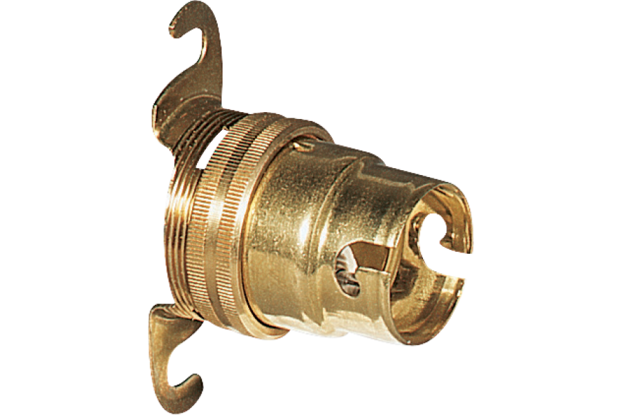 Anti-vibrating bayonet lamp holder Swann type with fins for cylindrical well glass fixtures