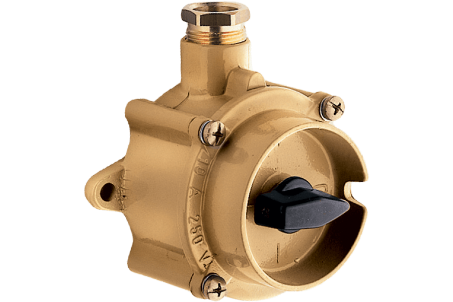 UNAV 2162 rotary switches in solid brass with UNAV 1948 cable gland 250V IP66