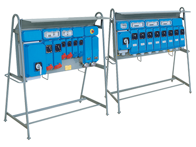 ENERGY TAIS Assemblies for Construction Sites (ACS) distribution boards in thermosetting GRP on stainless steel stand from 63A to 200A, IP65