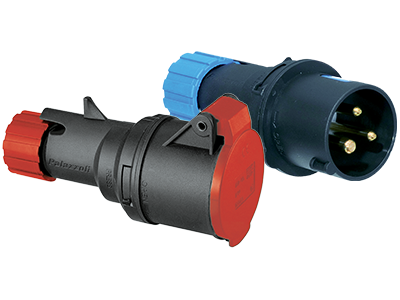 MULTIMAX Quick-mounting mobile plugs and sockets in thermoplastic from 16A to 63A, IP44, black colour for entertainment