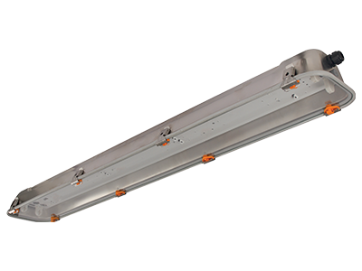 RINO-EX Watertight fluorescent light fixtures in stainless steel for T8 tubes, IP66, for zones 2, 21, 22