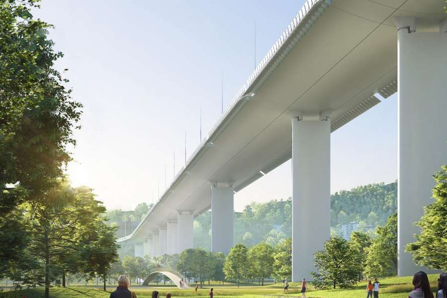 The Genoa Bridge, illuminated with RINO ceiling lights